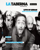 The cover of Issue 6 of the La Taberna magazine featuring a black and white image of five men looking towards the camera
