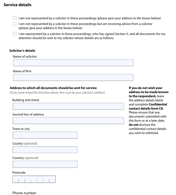 form a - service details