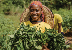 woman in crop field