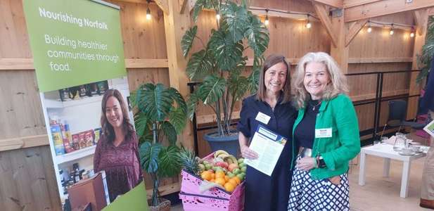 University of East Anglia researchers Anna Sweeting and Dr Sarah Hanson at the launch of the evaluation into the Nourishing Norfolk Programme