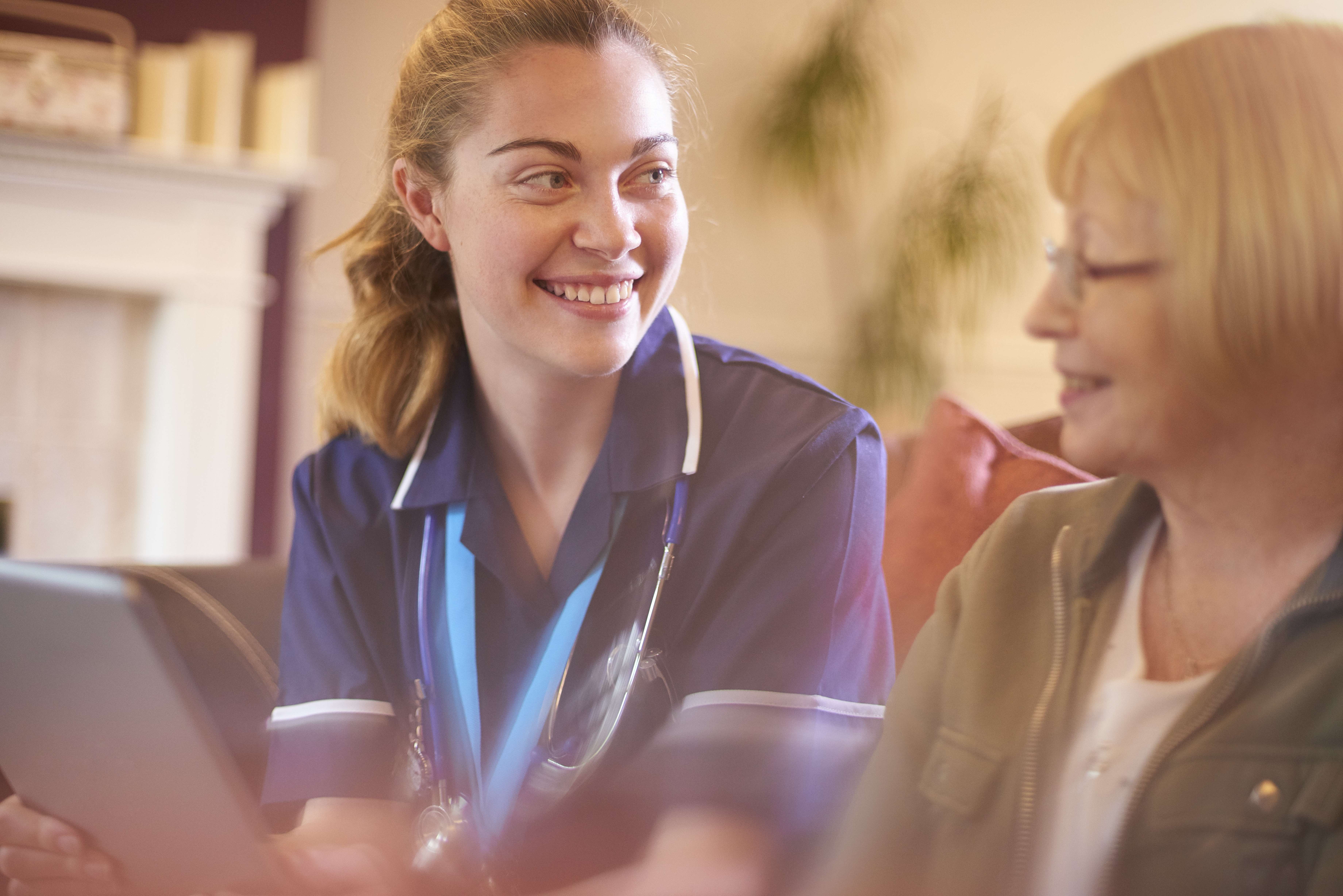 Health care professional during home visit