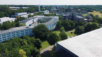 A shot of UEA campus from a drone camera.
