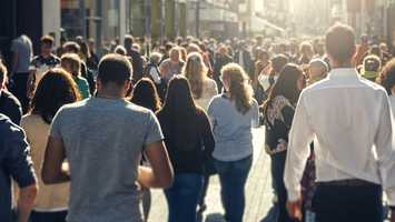 People walking in street
