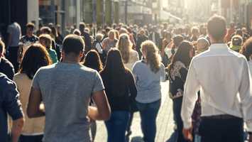 People walking in street