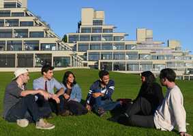 Students sat outside the Ziggurats