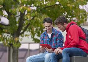 Students using an iPad