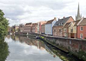 Colourful houses along the river