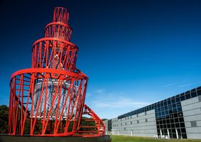 A sculpture outside the Sainsbury Centre gallery on campus.