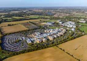 Aerial drone shot of Norwich Research Park campus