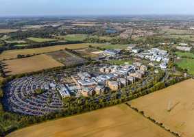 Aerial drone shot of Norwich Research Park campus