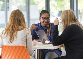Students sat a table