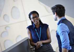 Two students talking to each other