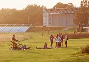 Students outside the Ziggurats