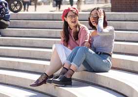 International Students sitting in The Square