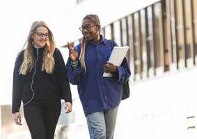 students walking on campus