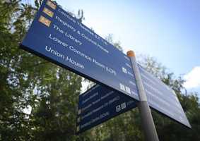 UEA signage including accessibility information