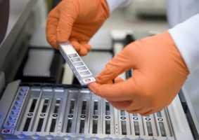 Person handling medical tests