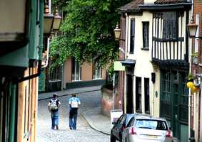 students walking in Norwich city centre