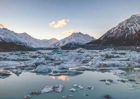 Melting ice in the mountains
