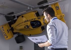 engineering student with car