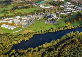 Aerial view of UEA campus and lake