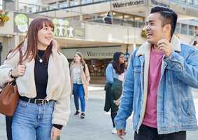 Undergraduate students in the UEA square