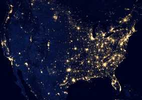 Lights across the US at night