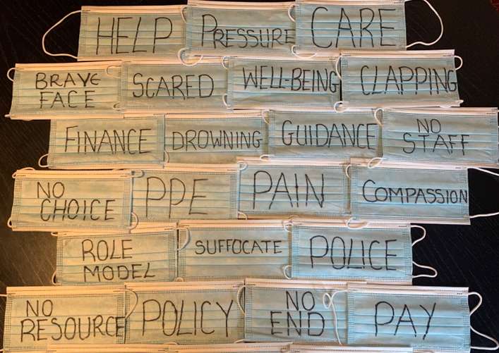 Political statement written on facemasks