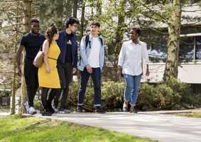Students walking on campus