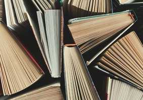 Books stood on their ends