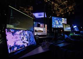 Bright Screens in a dark studio