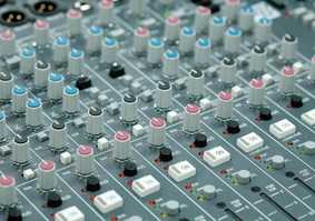 Dials and buttons on a mixing desk