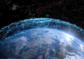 Connected globe graphic