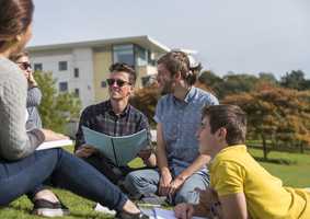 students outside accomodation
