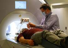 Patient having brain scan