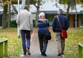 People walking away from camera