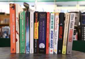 Books lined up in a row