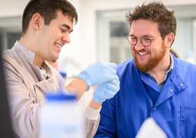 Researchers in lab