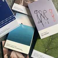 A selection of scattered books.