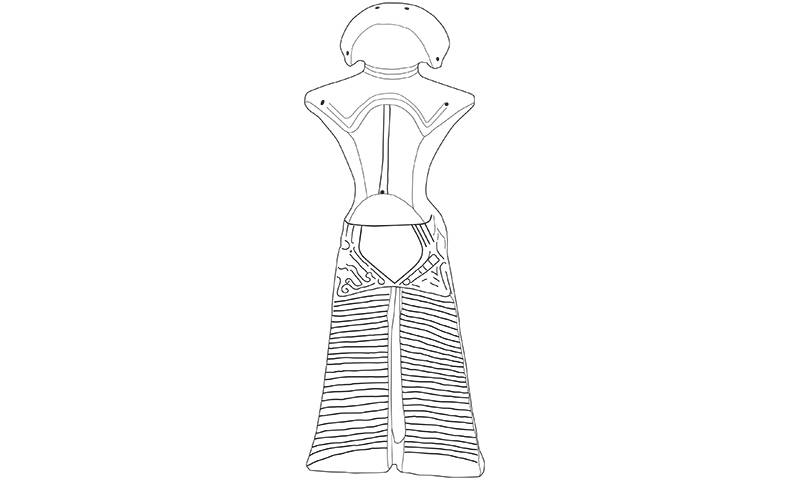 Line drawing of Nishinomae Dogu figure
