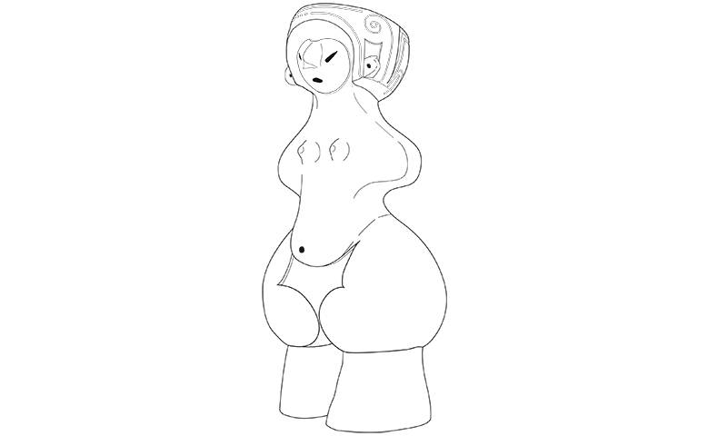 Line drawing of Tanabatake Dogu figure