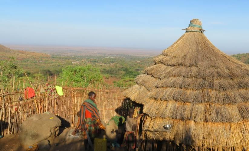 Indigenous Tepeth home at the foot of Mount Moroto