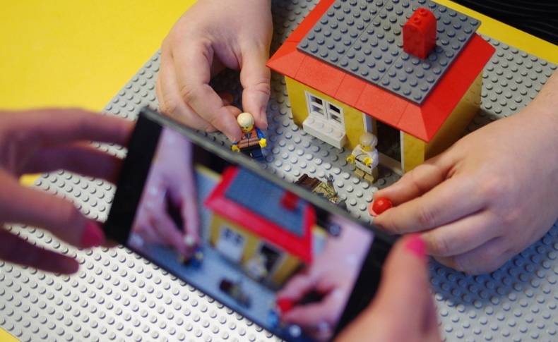 Lego set being filmed