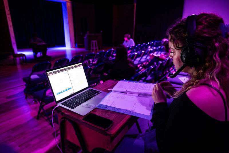 A student rehearsing.