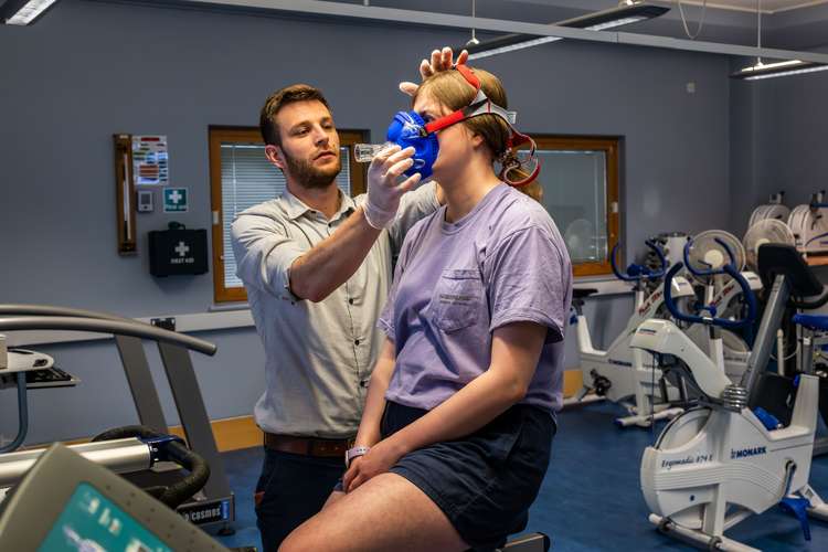 Photograph of a physiology test being conducted in the MoveX Lab