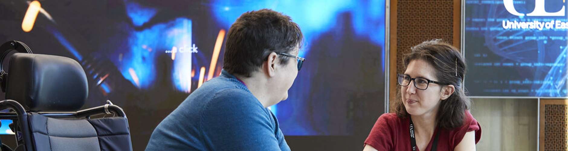 Two people  chatting