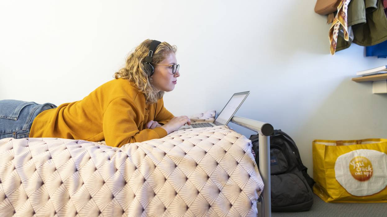 Accommodation Ensuite Campus Plus Student Bedroom Headphones Laptop